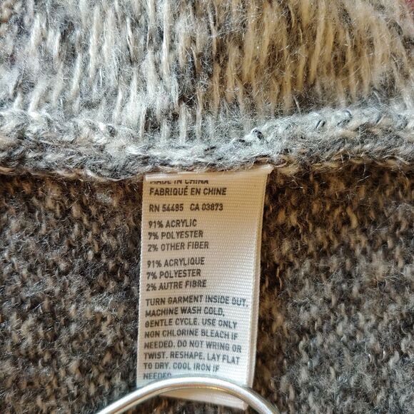 American Eagle Outfitters open front sweater knit cardigan red gray Fair Isle - Picture 4 of 8